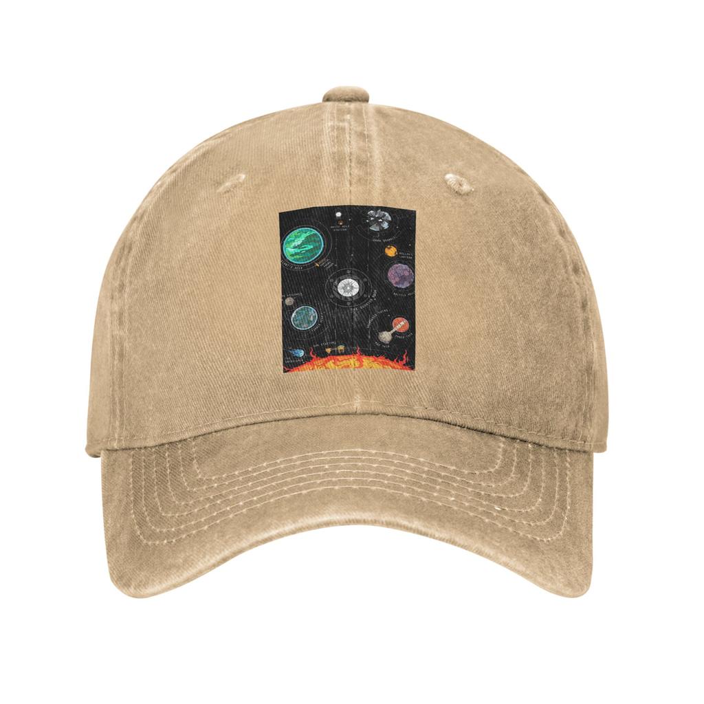 Outer Wilds System Baseballkappen Mode Gewaschene Denim-Hüte Kappe Streetwear Baseball-Cowboyhut für Unisex