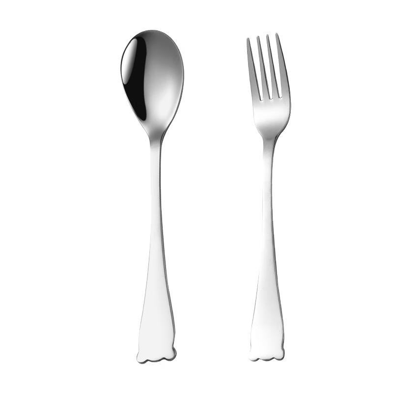 Stainless Steel Bear-Shaped Feeding Spoon & Fork Set Rice Spoon + Fork