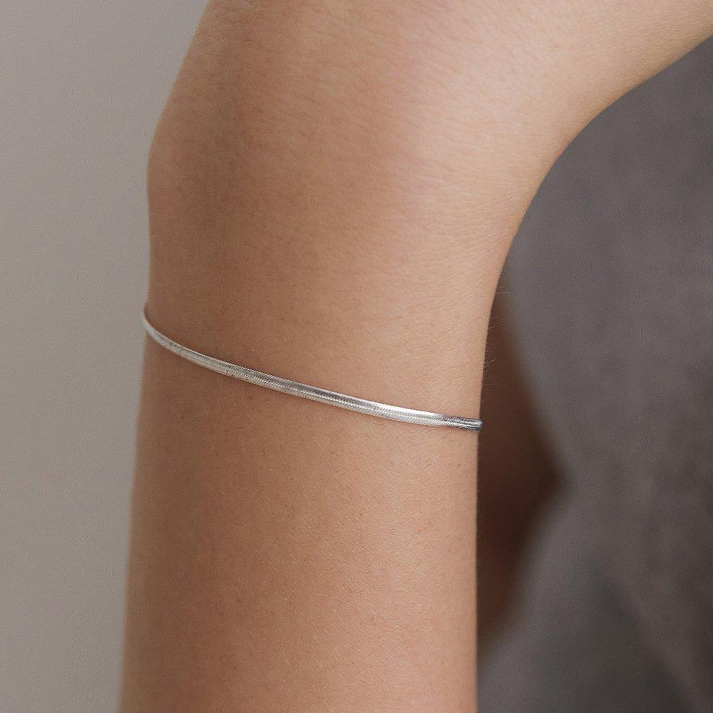 (Silver 925) Modern Flat Snake Chain Bracelet Br1795