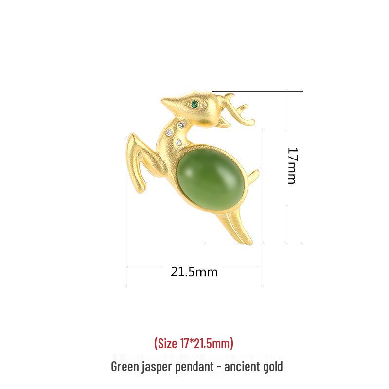 

Natural Hetian Jade & s925 Sterling Silver Fawn Necklace Set with Jasper Pendant - Creative Christmas Gift for Women s925 Silver
