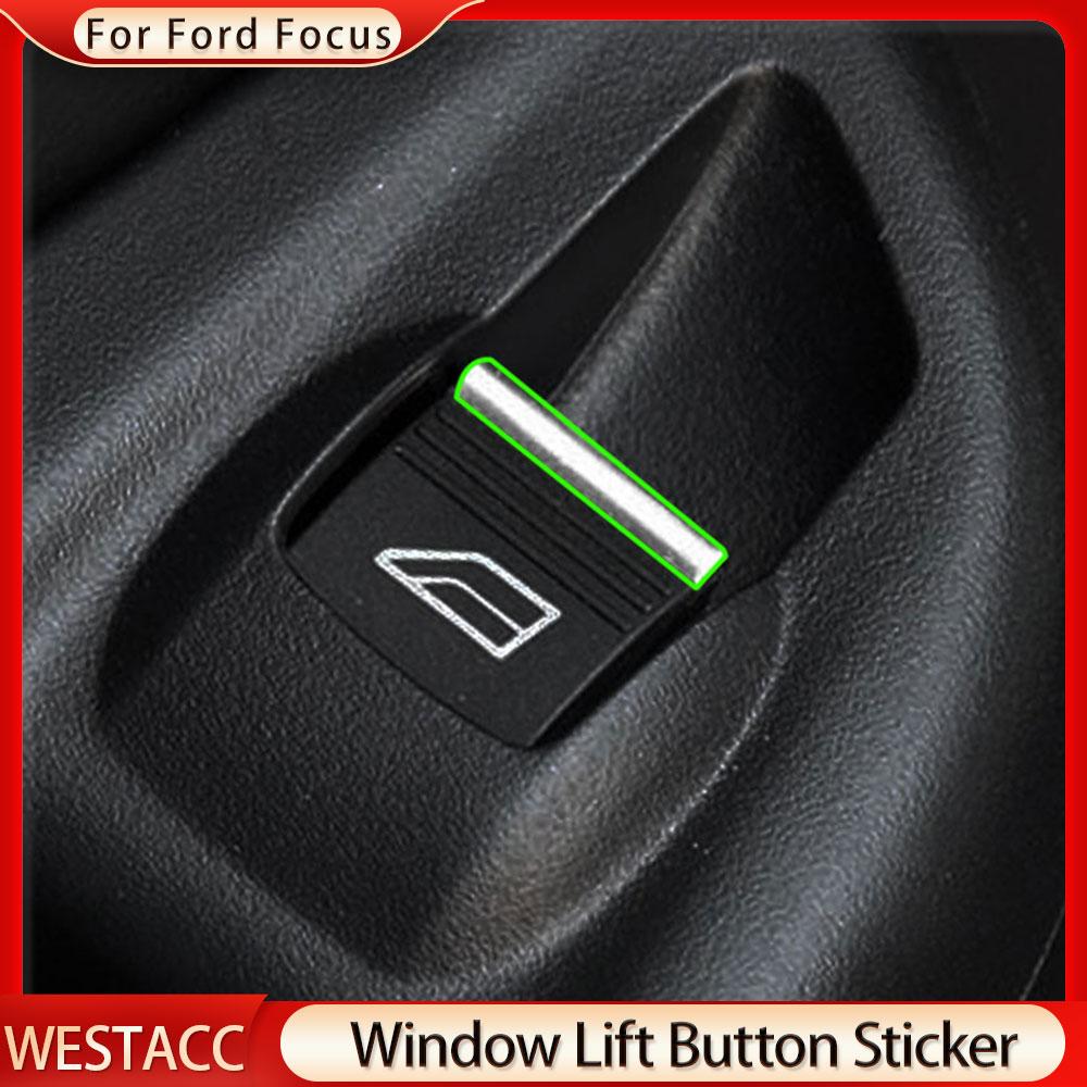 7 Stück/Set ABS Chrom Auto Fensterheber Knopf Pailletten Zieraufkleber für Ford Focus 2 MK2 3 MK3 2005 - 2018