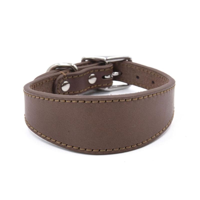 Wide Padded Dogs Collar Genuine Leathers Puppy Collars for Lurchers Italian Greyhounds Comfortable Pet Dogs Accessories