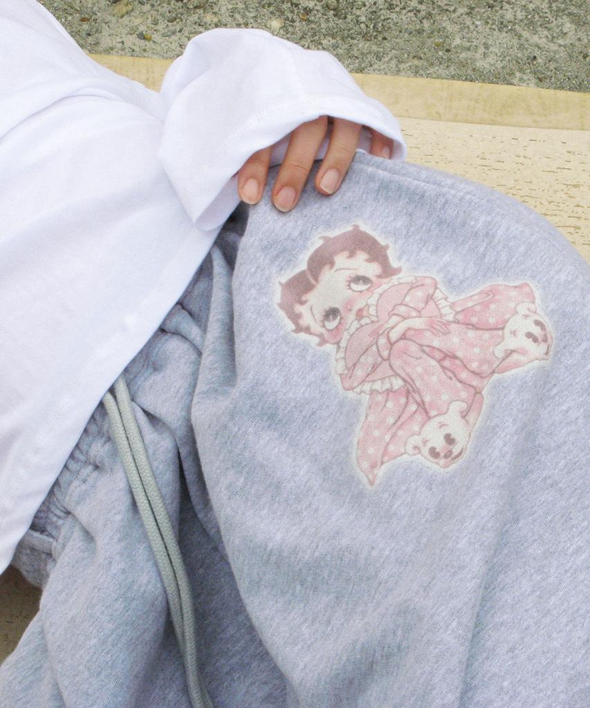 RONRON Betty Boop Dreamy Ribbon Sweat Bermuda Pants Gray