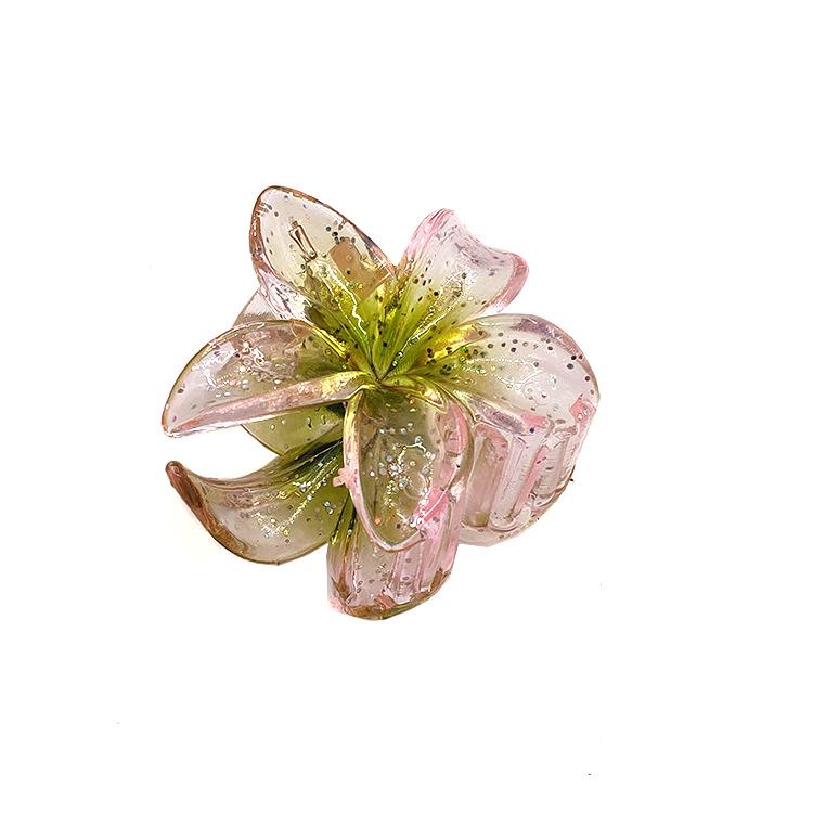 4cm průhledná třpytivá sponka do vlasů ve tvaru vajíčka s květinou - žraločí sponka do vlasů