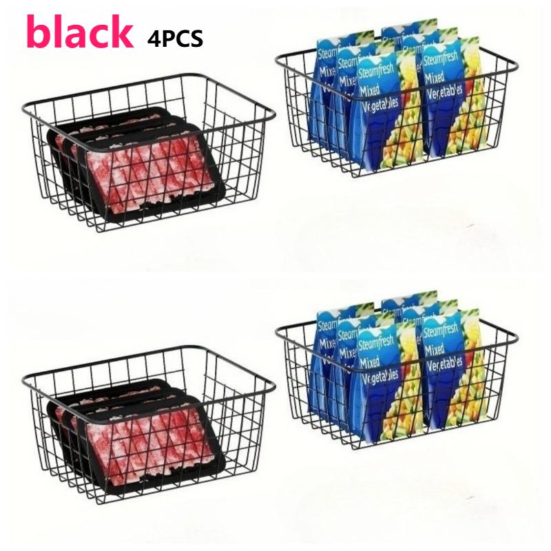2/4pcs Metal Wire Storage Baskets Black Vintage Metal Storage Box for Kitchen Office Table Desk Organizer Toys Storage Baskets