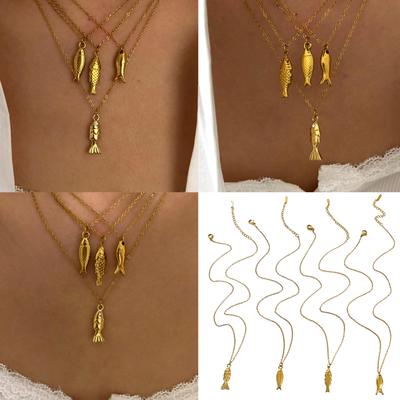 Elegante Collar de Pez Pequeño para Mujer Cadena Resistente de Acero Inoxidable Accesorio Portátil para Uso Diario o Regalos Especiales