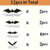 12PCS 3D Black PVC Bat Halloween Decoration - Horror Bar Wall Sticker - Bizarre Ornament Halloween Party Gift