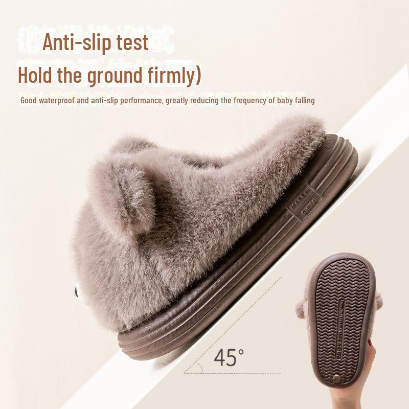 Dětské zimní bavlněné pantofle: Měkké, protiskluzové, plyšové domácí boty pro chlapce a dívky
