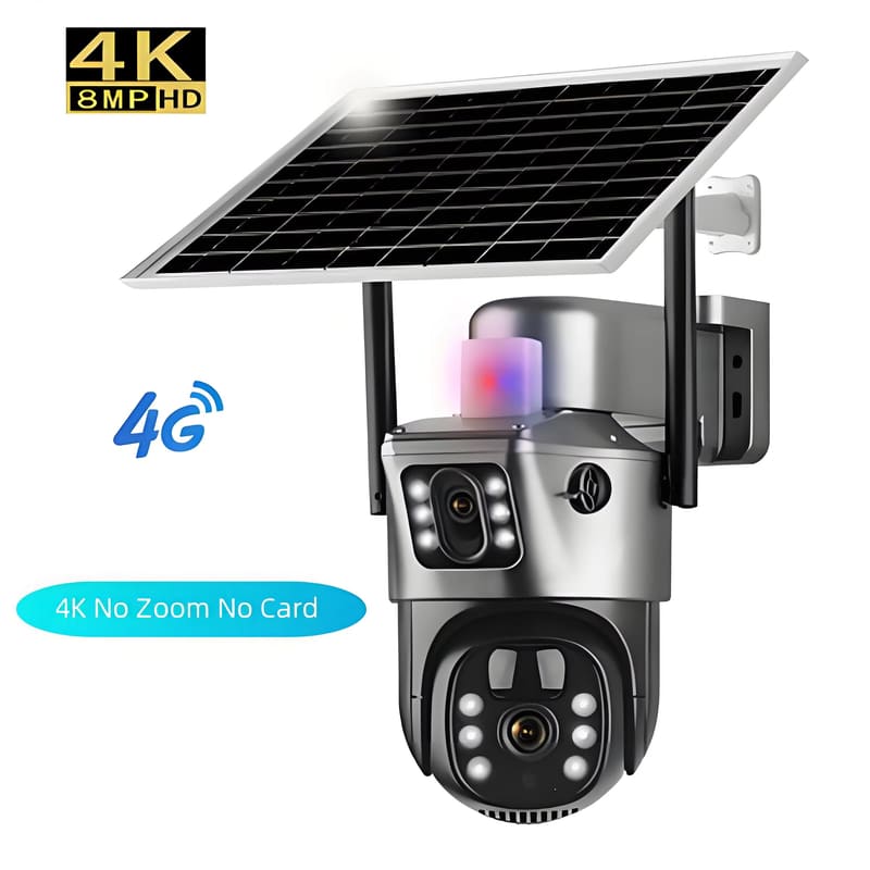LS VISION 6K 4G Sim Solar Camera 10x Zoom IP CCTV 12MP Dual lens PTZ Surveillance PIR Human Detection Outdoor Security Protection Camera