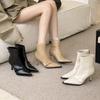 2025 autumn and winter niche French thin bare boots black British thin heel high heel boots short boots women's boots short boots