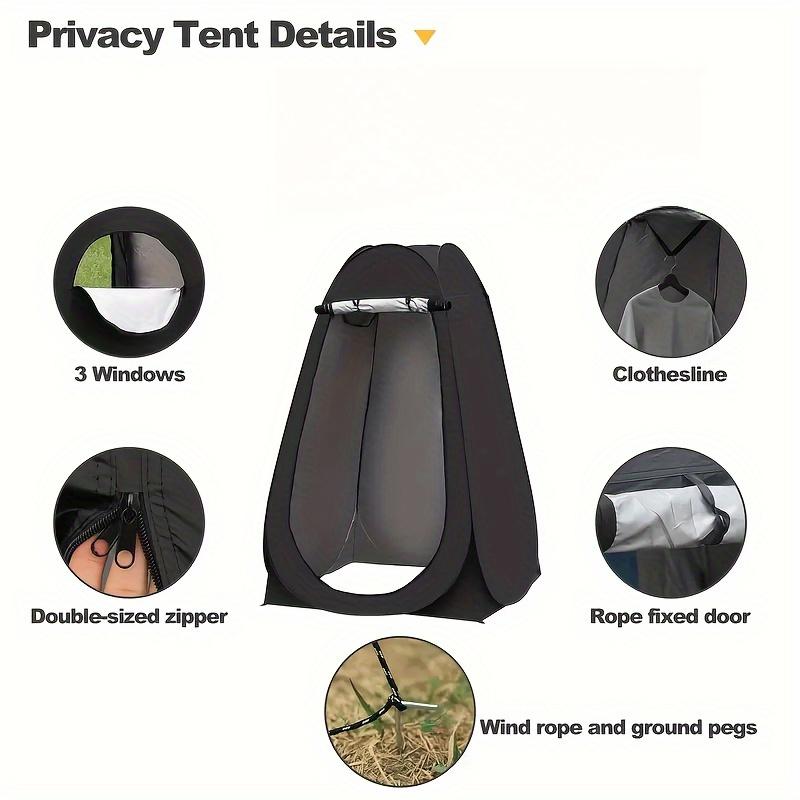 Black Portable Pop Up Privacy Tent with Zipper Closure Easy Setup Non Waterproof Polyester Shelter for Beach Fishing Hiking