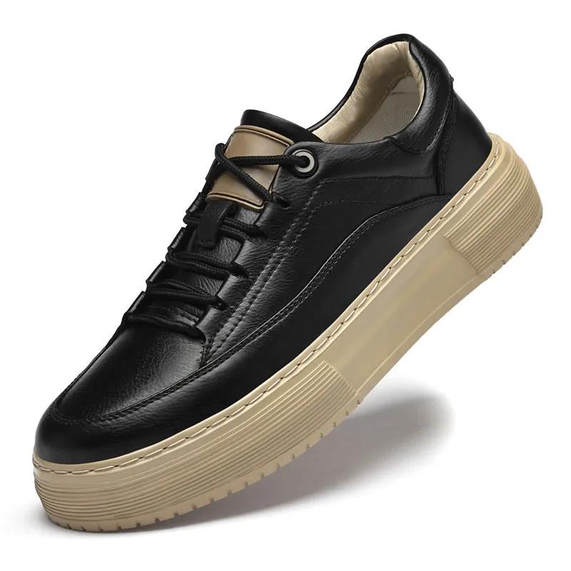 New Mens Luxury Casual Shoes High Quality Brand Leather Snekaers Comfort Lace Up Designer Sport Shoes Business Tennis Masculino