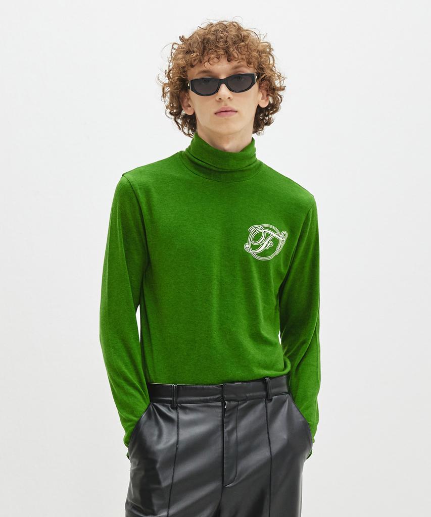 FALLETT Wool Tencel Turtleneck Long Sleeve Green