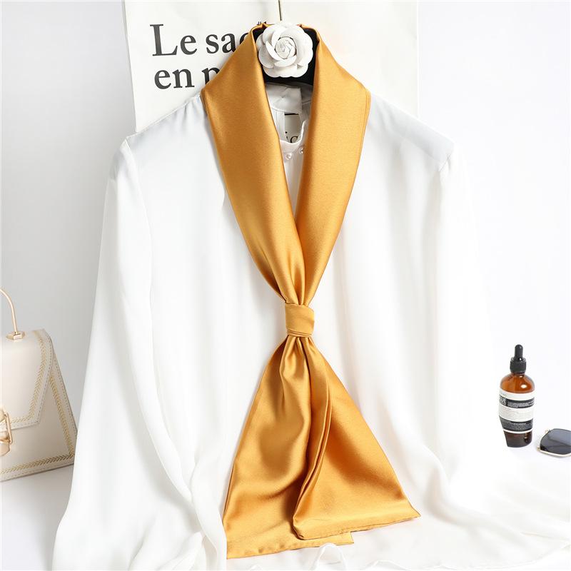 Solid Color Neckerchief Long Hair Scarves Female Silk Satin Neck Scarf For Women 14*145CM Fashion Headbands Plain Bag Scarf 2023