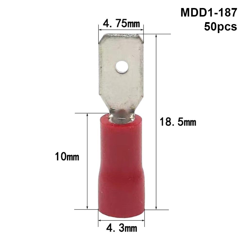 50Pcs 2.8/4.8/6.3mm Wire Connectors FDD/MDD1.25/2/5.5 Female/Male Electrical Crimp Terminal Insulated Spade Quick Disconnects