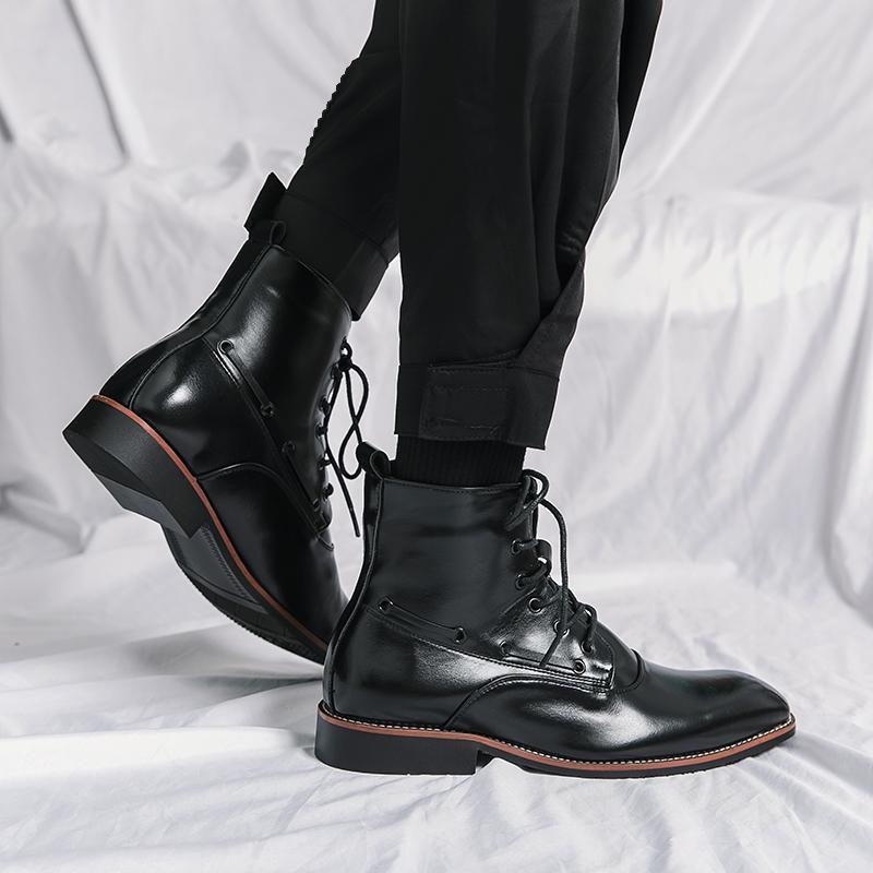 Fashion 2024 Men Boots Autumn Exquisite Zip Ankle Handmade Round Toe Low Heel Males Shoes Fashion Leather Concise Leisure Design Boots