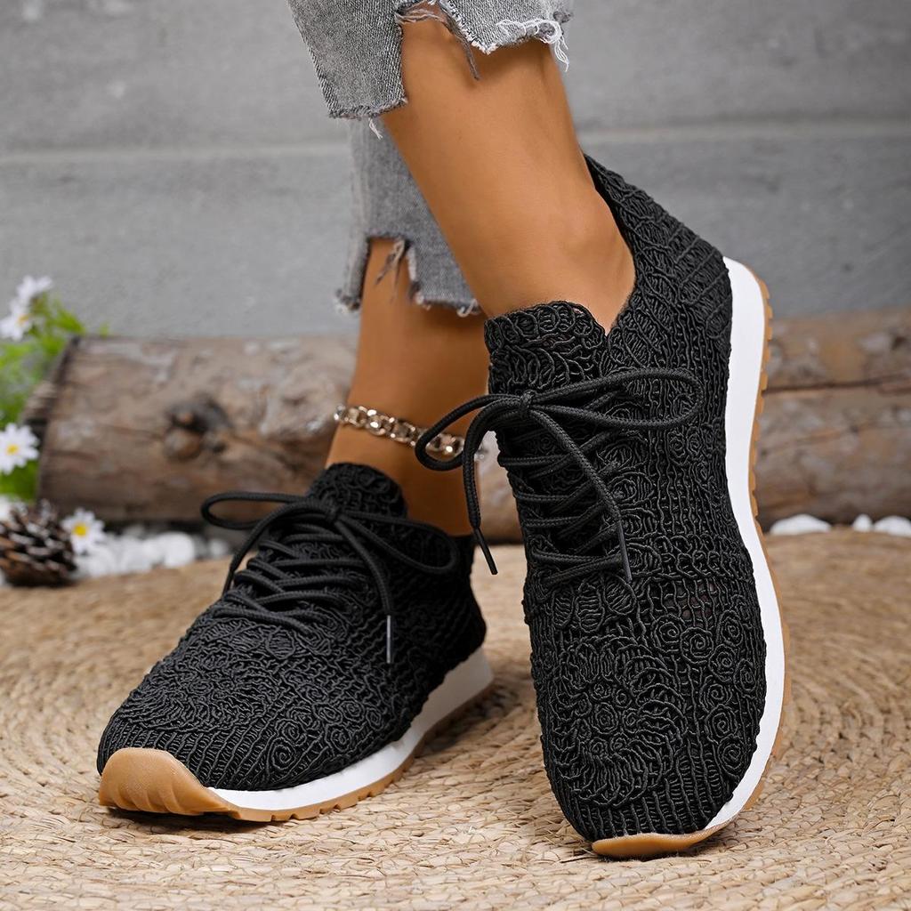 2026 Spring New Solid Color Mesh Sports and Leisure Women's Shoes Round Headed Straw Shoes Fisherman Lace Canvas