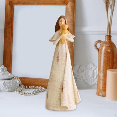 Figurine d'Ange Fille Statue Art Peinte à la Main Résine Aile Chérubin Figurines Artisanat Nordique Décorative