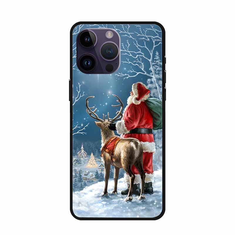 Christmas Case For iPhone 15 Pro Max Cover iPhone 15 Plus Lovely Soft Silicone TPU Back Phone Case For iPhone 15 Pro Cover Coque