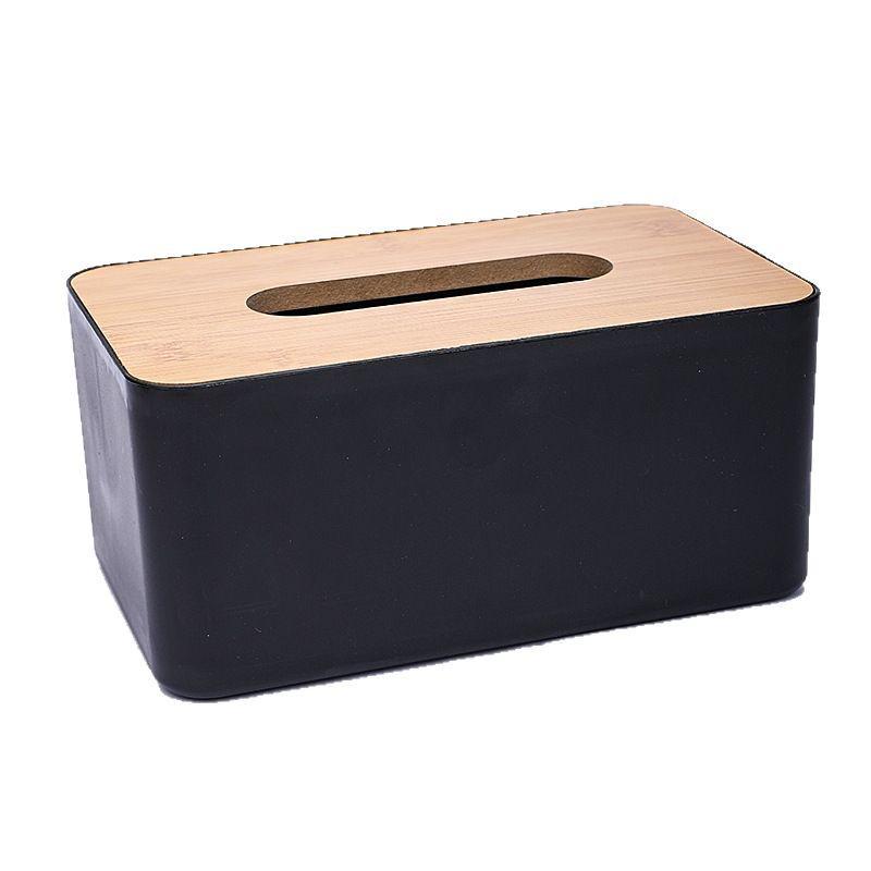 Stylish Wooden Lid Plastic Tissue Box for Dining Table - Versatile Pull-out Storage Box
