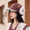 Winter Thick Earmuff Peaked Cap Korean Vintage Plush Warm Short Brim Cap
