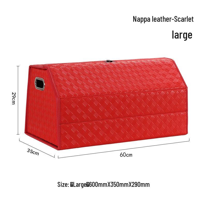 Großer Kofferraum-Organizer für das Auto, Leder mit Schafsfellmuster, Aufklappbares faltbares Design.