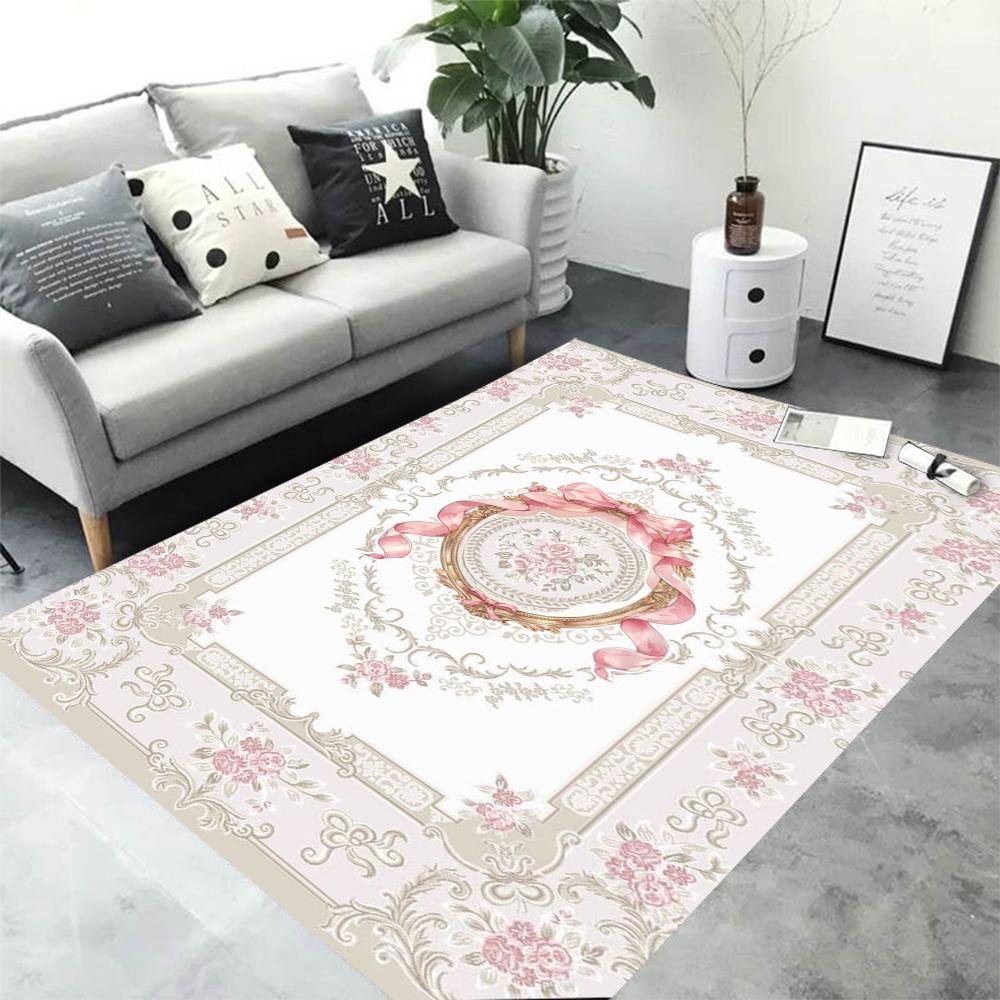 European Retro Floral Large Carpet for Living Room Luxury Decoration Rug Non-slip Bedroom Cloakroom Washable Soft Mat