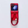 Applicable to Samsung ZFlip5 folding mobile phone case three-dimensional wavy zflip4 portable lanyard protective leather case