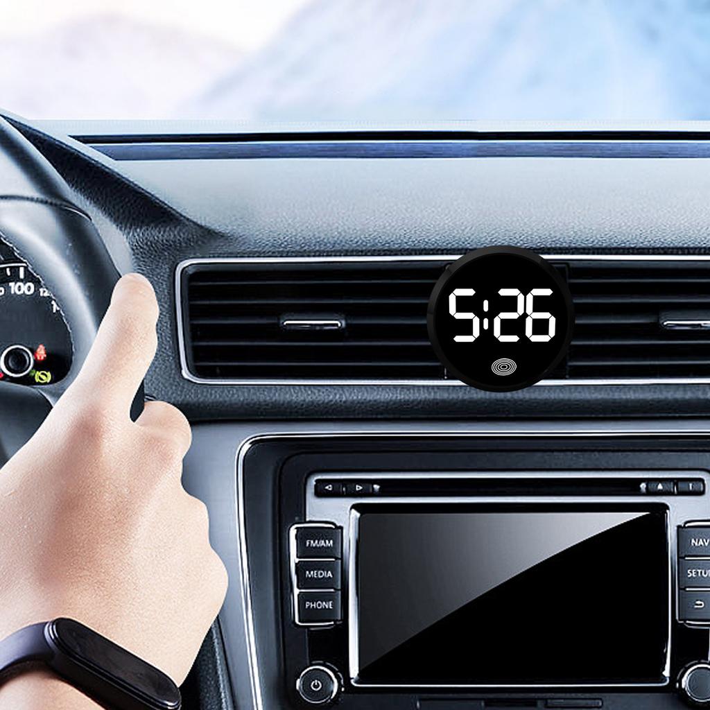 Mini Digital Clock for Car Round Automotive Digital Clock Led Luminous Display Automotive Watch for Road Trip Long Travel