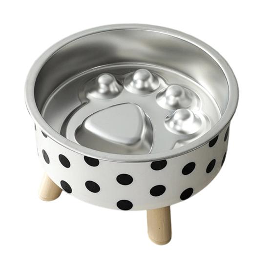 Slow Eating Bowl for Cats Elevated Cat Bowl, Removable Stainless Steel Inner Feeder Pet with Non-slip Stand Small Dogs Neck Protection