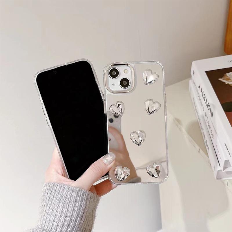 Iphone16Plus Mirror Mobile Phone Case Is Suitable For Apple 17Pro Love Light Luxury 15 Women'S 12 Niche Xsmax