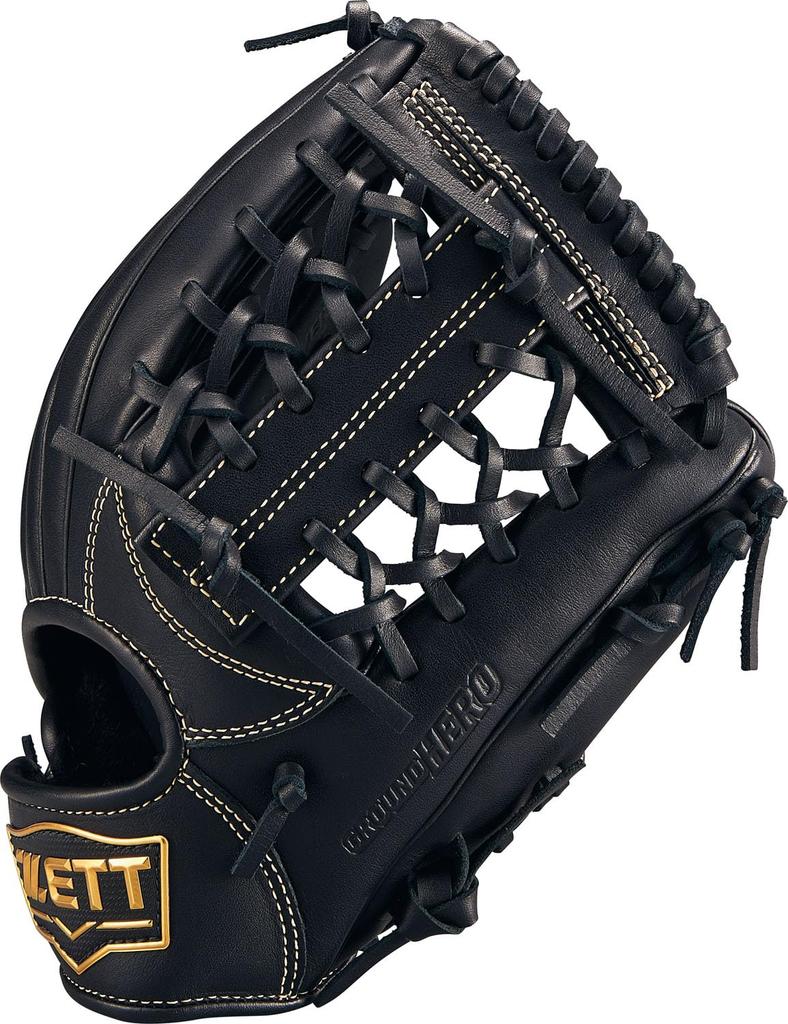 ZETT Youth Baseball Softball Ground Hero Black BJGB76545F Glove, All-Around, Left-Handed Throw, (1900), Size M,