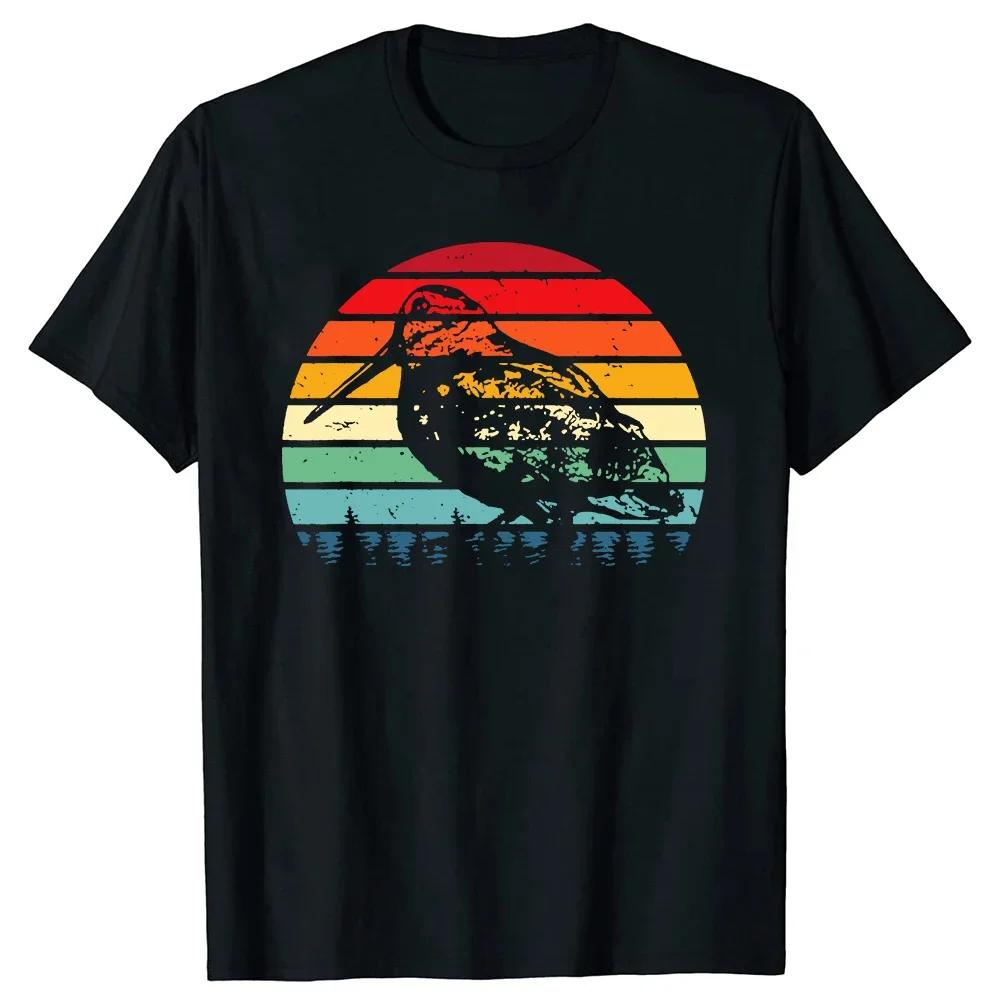 Bird Sunset Retro Hunting Graphic Tee Vintage Style Cotton TShirt for Unisex S