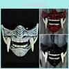 Devil Warrior Hannya Half Face Latex Mask Halloween Costume Prop Fear-inducing Cosplay Prop