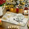 4/6pcs, Winter Christmas Snowflake Placemats, Linen Table Mats Featuring Golden Snowflakes and Polka Dot Snowflake Ornaments, Suitable for Holiday Kit