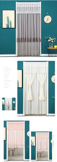 Lace Door Partition Curtain for Home – No-Drill, Double Layer, Transparent Gauze, Polyester, Anti-Mosquito.
