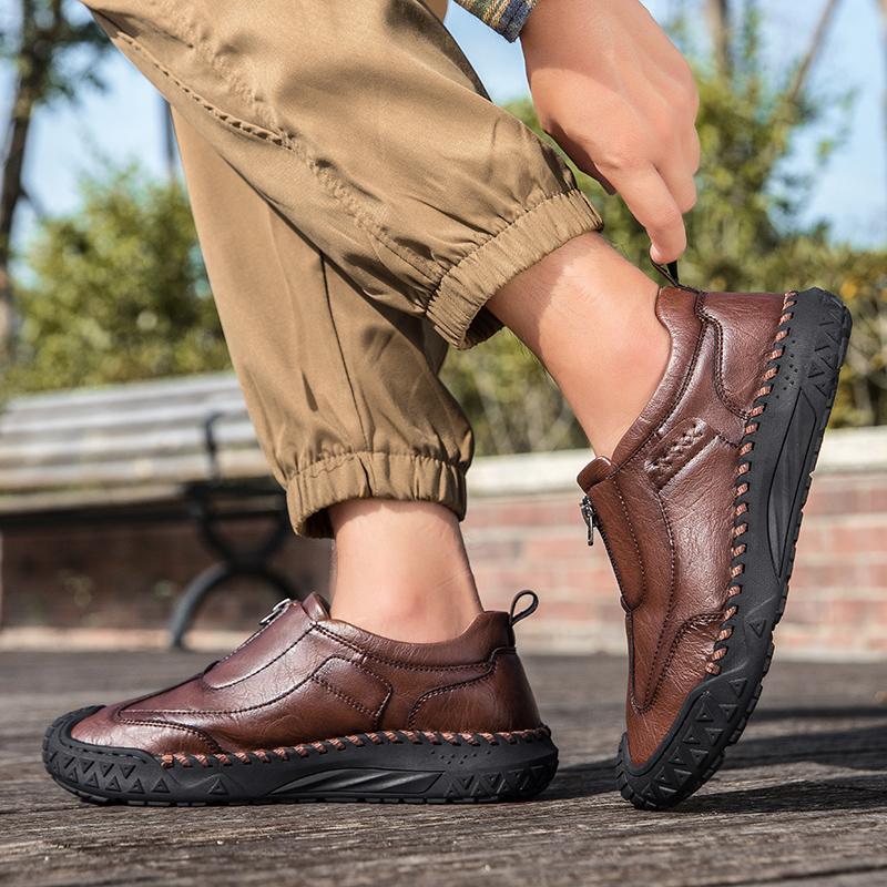 39-48 Men's Leather Casual Shoes Handmade Soft Working Boots Leather Ankle Boots Large Size Driving Moccasins Boots