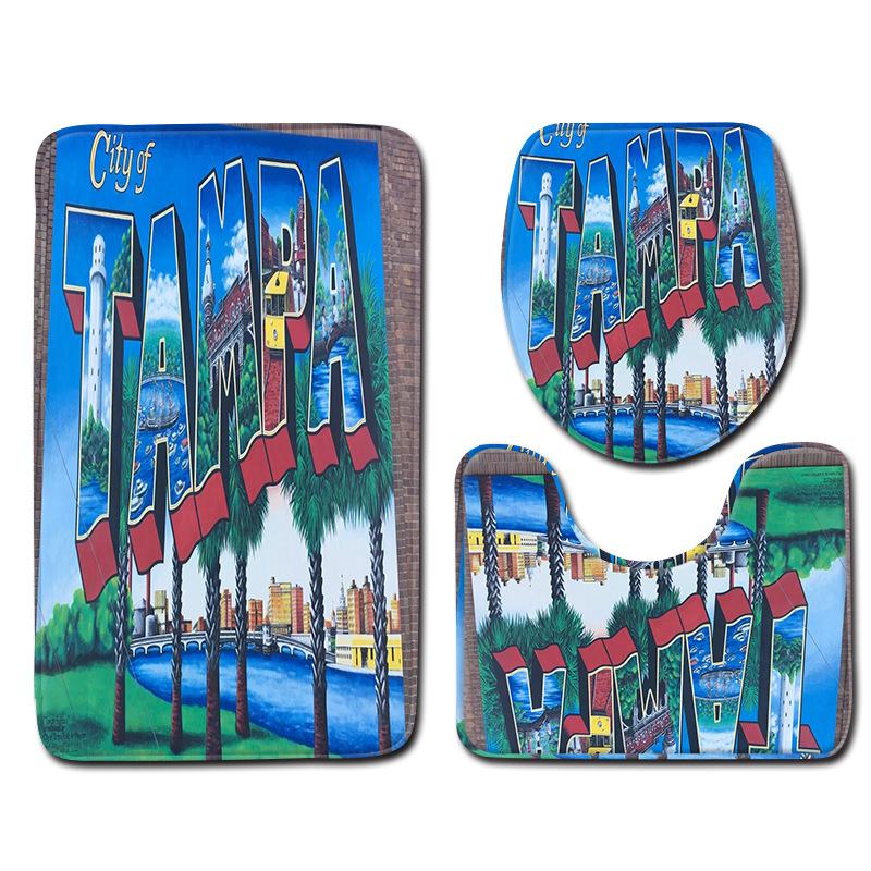 Architecture Bathroom Toilet Three-Piece Floor Mat Combination Set Household Door Mat Kitchen Water Absorbent Non-Slip Carpet