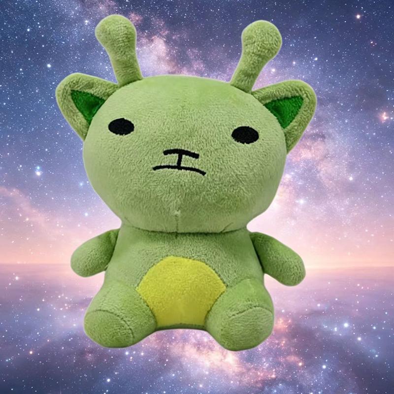 Kawaii Bogur Alien Cat Plush Toys Animal Green Alien Cats Soft Stuffed Plushie Doll for Kids Fans Collection Gift