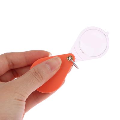 Portable Orange High-Definition Magnifying Lens For Old People Pocket Magnifying Glass Small Handheld Folding Keychain Magnifier