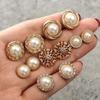 For Women Hollow Flower Simulated Pearl 6 Pair/Lot Stud Earrings Jewelry Accessories Earring Sets