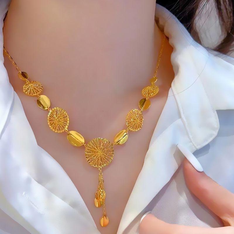 Yellow Love Necklace Hollow Tassel One Set Chain Temperament Chic Style High-Grade New Elegant