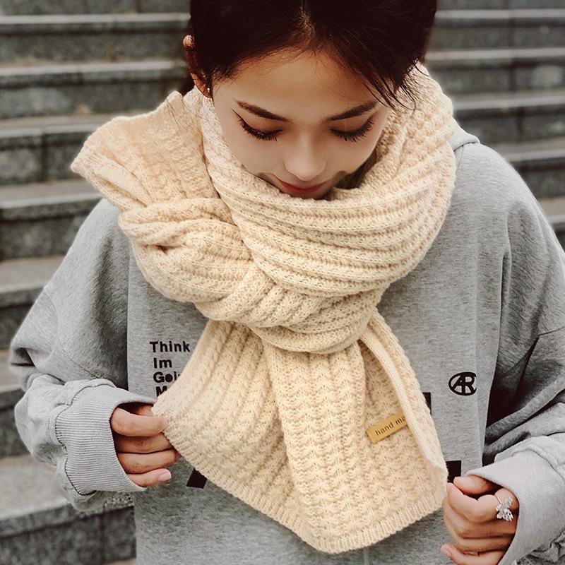 Thick Woolen Scarf for Women in Korean Style Student Harajuku Versatile Ins Trendy Girl British Japanese Style Knitted Scarf
