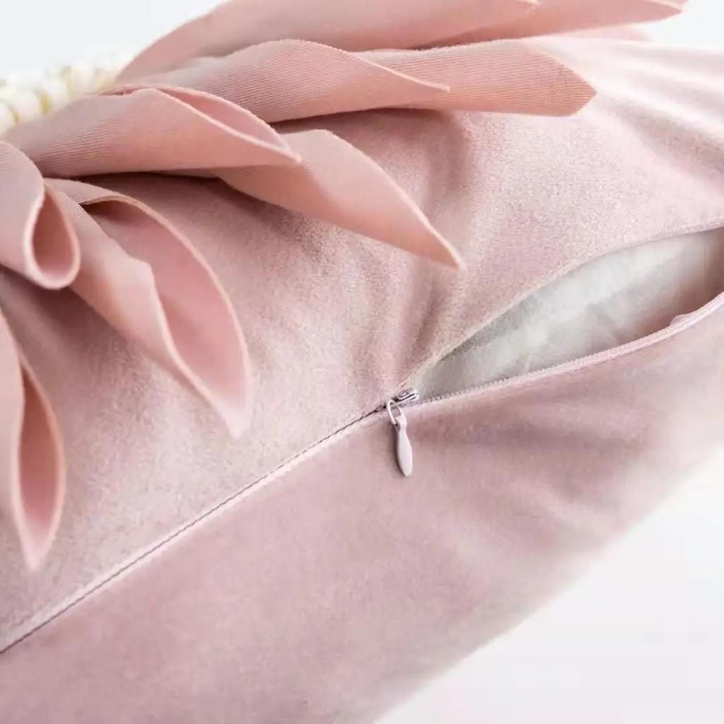 Fashion Modern Style Pink White Throw Pillows 45*45cm Velvet Stitching 3D Chrysanthemum Cushion Waist Pillow Blue Cushion Case