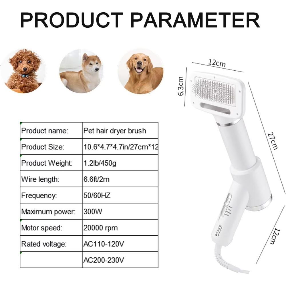 Suszarka do sierści zwierząt Kot Szczotka parowa Elektryczna Przenośna Dmuchawa dla psa Gorące powietrze Grzebień do usuwania sierści Antystatyczna dla psów małych i średnich kotów