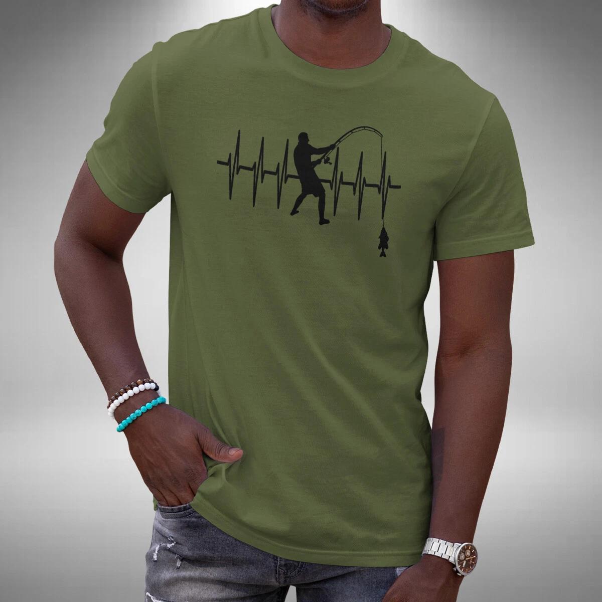 Fishing Heartbeat T-Shirt Funny Angler Carp Fishing Sizes Small to 5XL XXXL