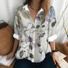 Summer Women's Shirt Long Sleeved Lapel Top Flower Pattern Casual Oversized Button Clothing Women Elegant and Fashionable Shirt