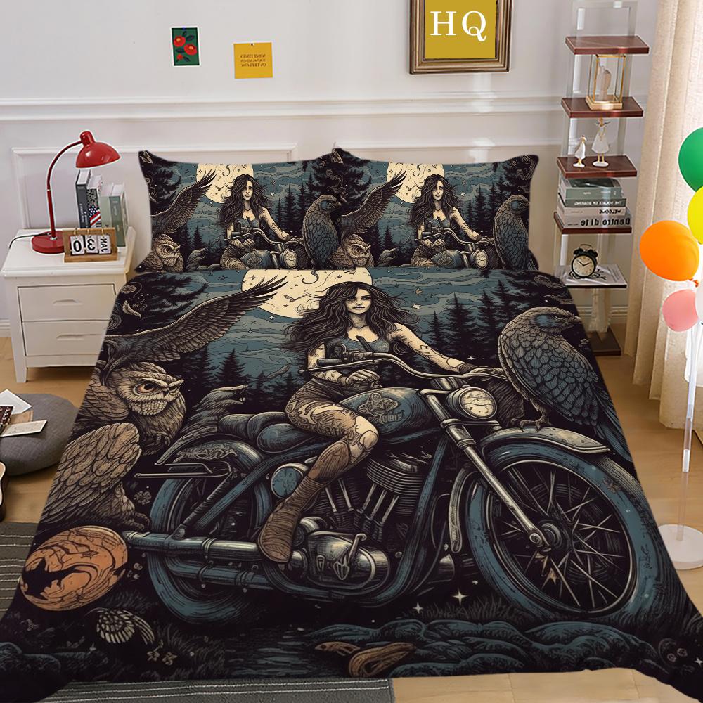 Beauty Skull Printed Home Bedclothes Single Size Polyester Bed Set Man Design Fashion Bedroom Decor