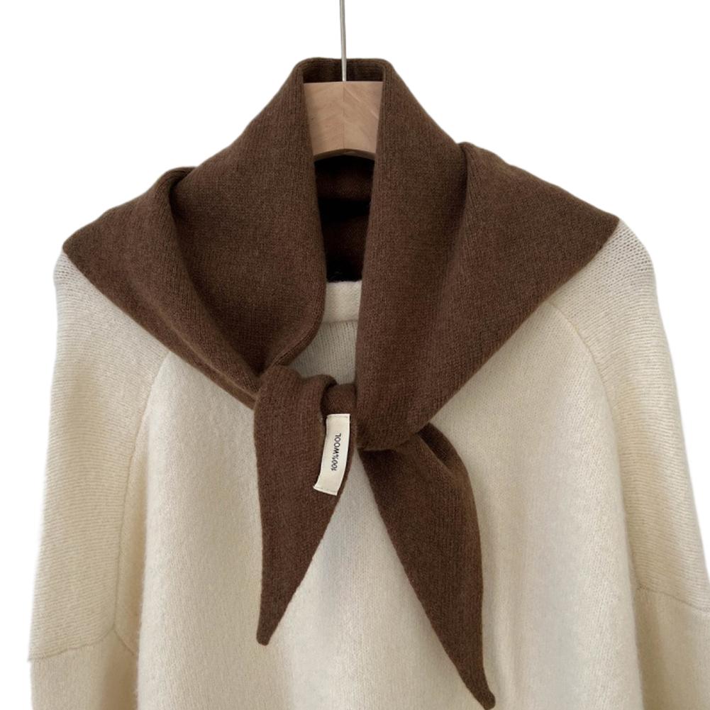 Solid Color Winter Korea Knitted Triangle Scarf Wool Warm Shawl Scarf Women Neck Protection Cashmere Scarfs Gifts