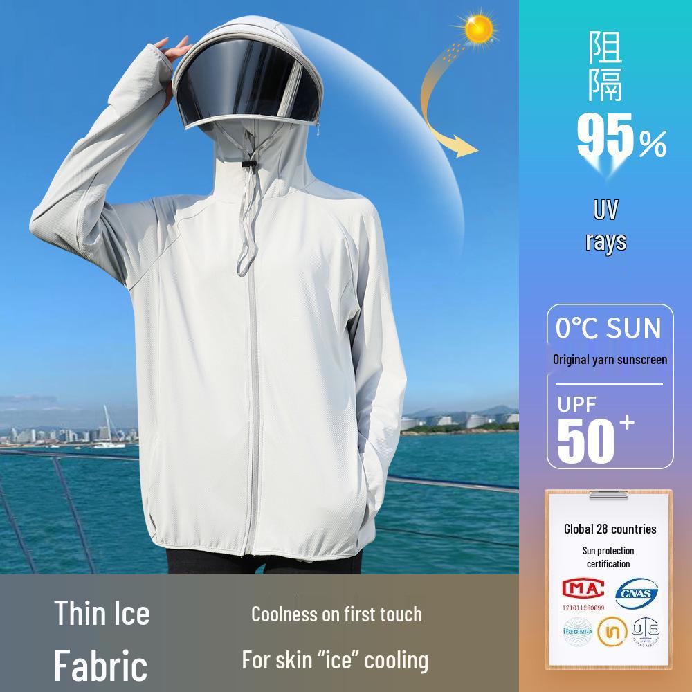 Women's UV Protection Ice Silk Sun Hoodie with Full Face and Neck Coverage